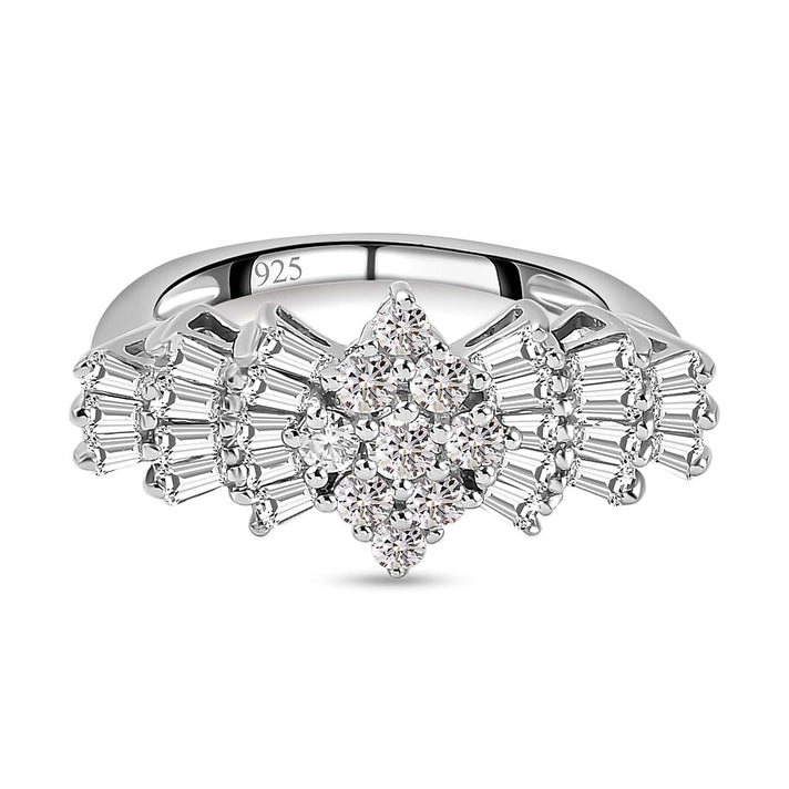 Moissanite Ballerina Ring in Platinum Plated Sterling Silver 1.09 Ct 8731841 1