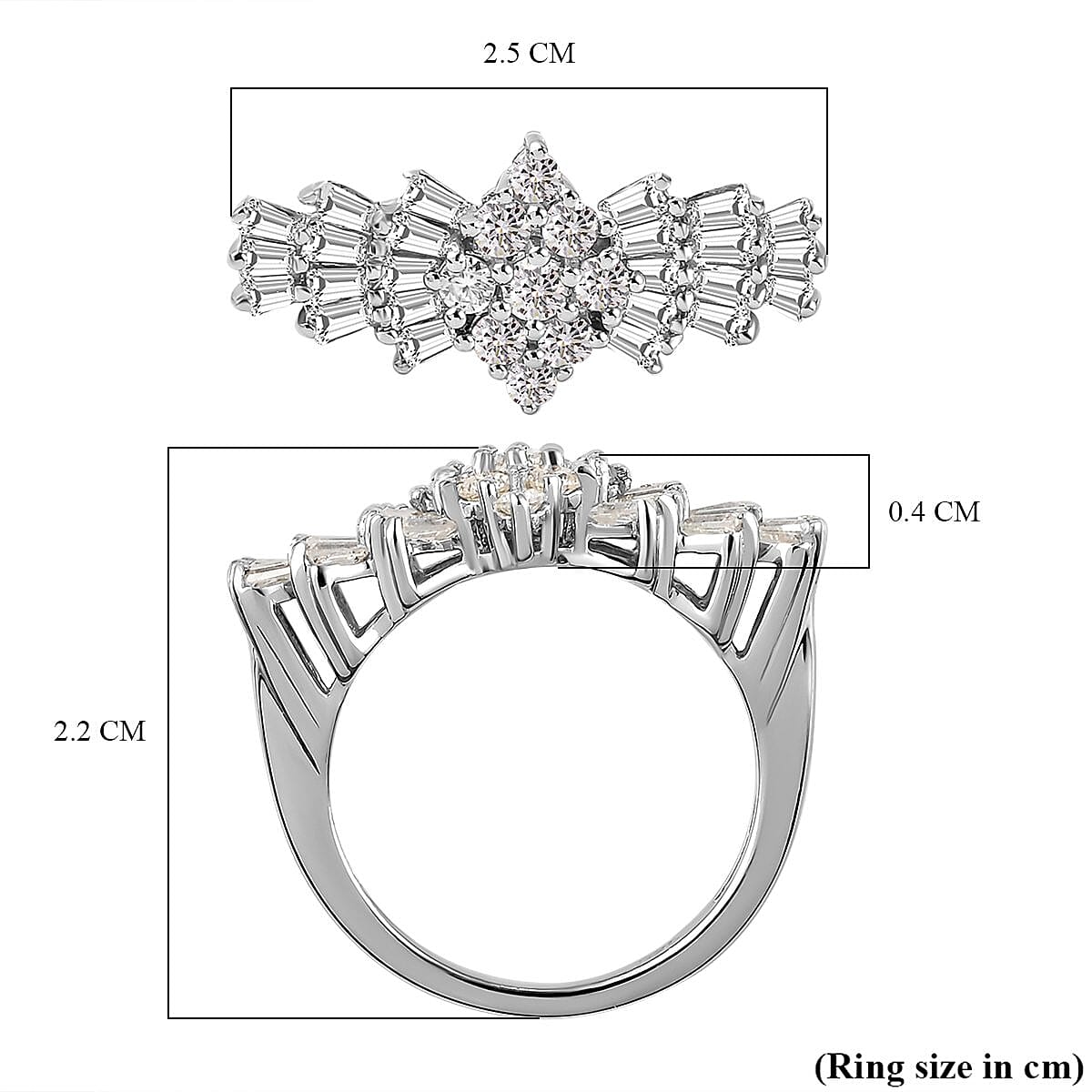 Moissanite Ballerina Ring in Platinum Plated Sterling Silver 1.09 Ct 8731841 7