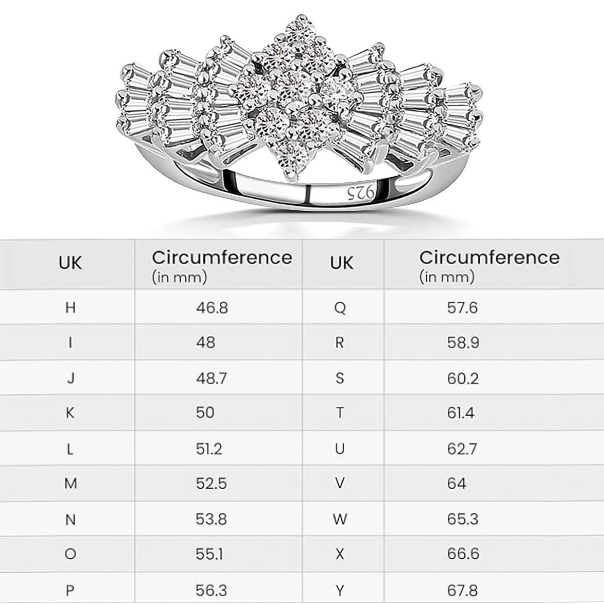 Moissanite Ballerina Ring in Platinum Plated Sterling Silver 1.09 Ct 8731841 8