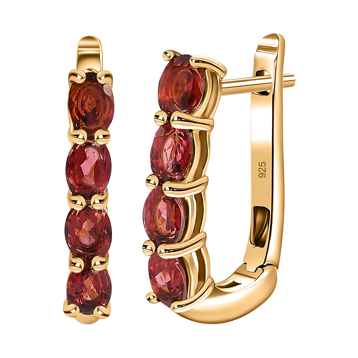 Garnet January Birthstone Hoop Earrings in Sterling Silver with 18K Vermeil Yellow Gold 8743527 0