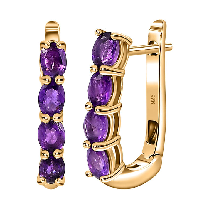 Tanzanite December Birthstone Hoop Earrings in Sterling Silver with 18K Vermeil Yellow Gold 1954688 1