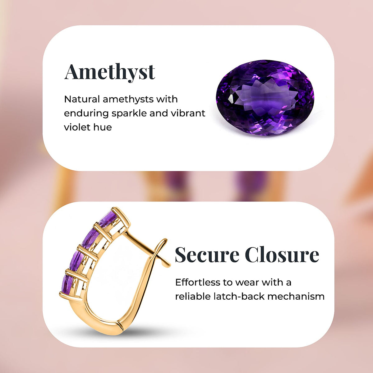 Amethyst February Birthstone Hoop Earrings in Sterling Silver with 18K Vermeil Yellow Gold 8743532 6
