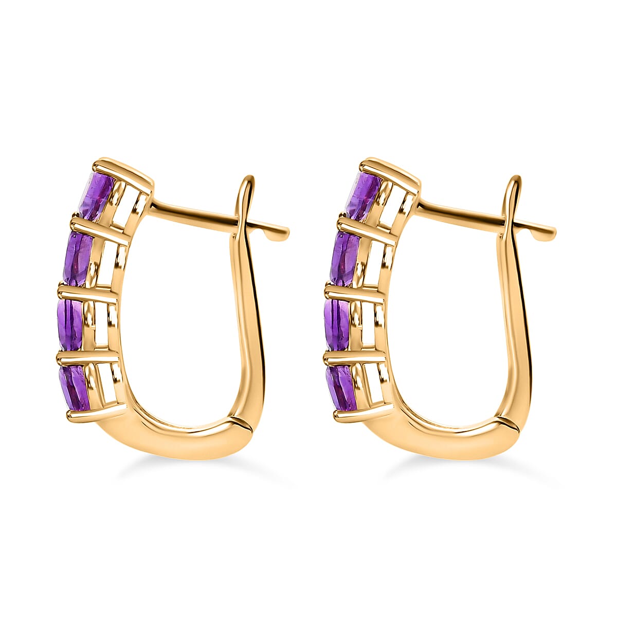 Amethyst February Birthstone Hoop Earrings in Sterling Silver with 18K Vermeil Yellow Gold 8743532 7