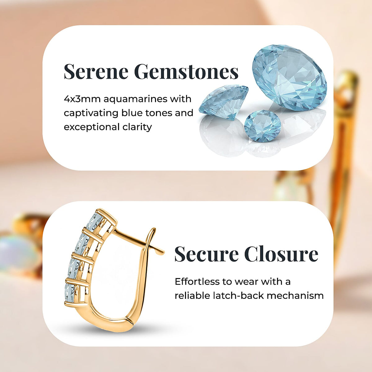 Aquamarine March Birthstone Hoop Earrings in Sterling Silver with 18K Vermeil Yellow Gold 8745807 6