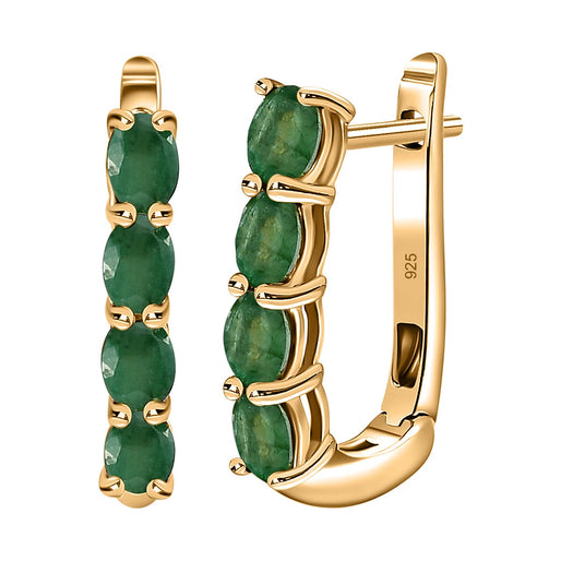 D'Joy - Ethiopian Opal Hoop Earrings with Clasp in 18K Vermeil Yellow Gold Plated Sterling Silver 1.35 Ct.