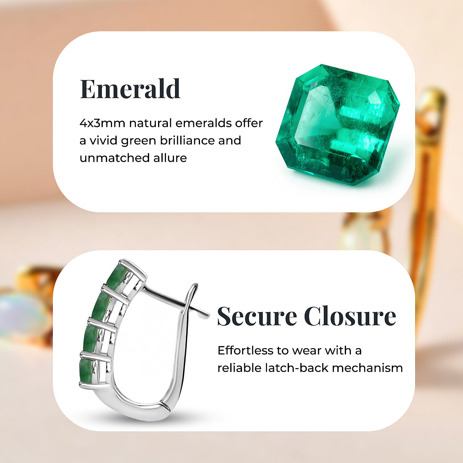 Emerald May Birthstone Hoop Earrings in Sterling Silver with Platinum Plated 8753266 6