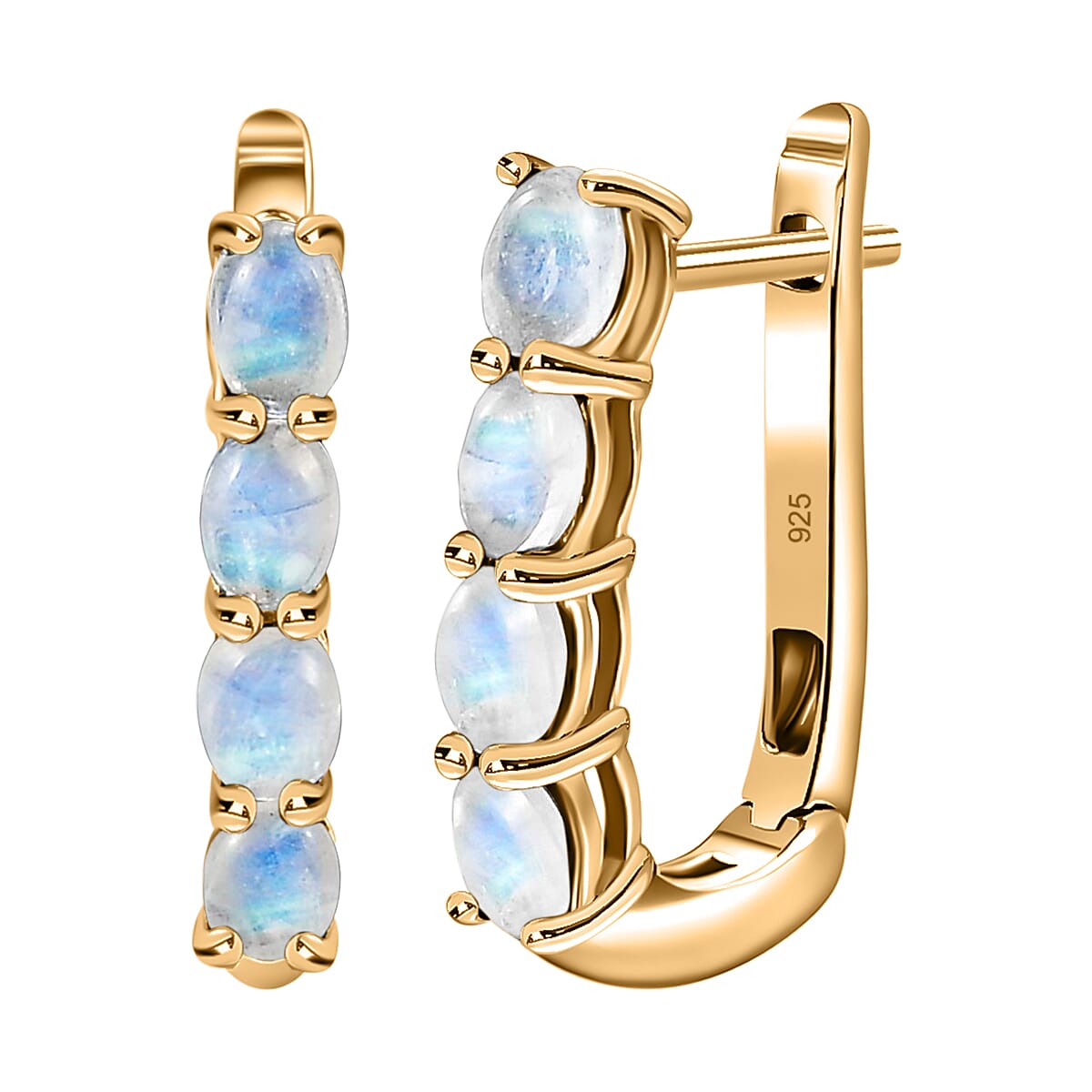 Moonstone June Birthstone Hoop Earrings in Sterling Silver with 18K Vermeil Yellow Gold 8758477 0