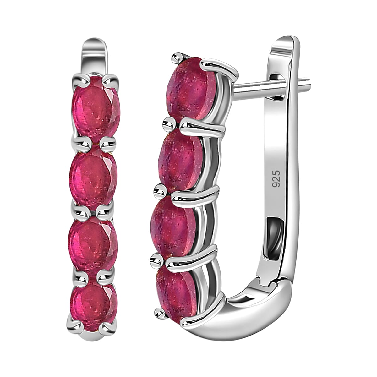 Ruby July Birthstone Hoop Earrings in Sterling Silver with Platinum Plated 8760652 0