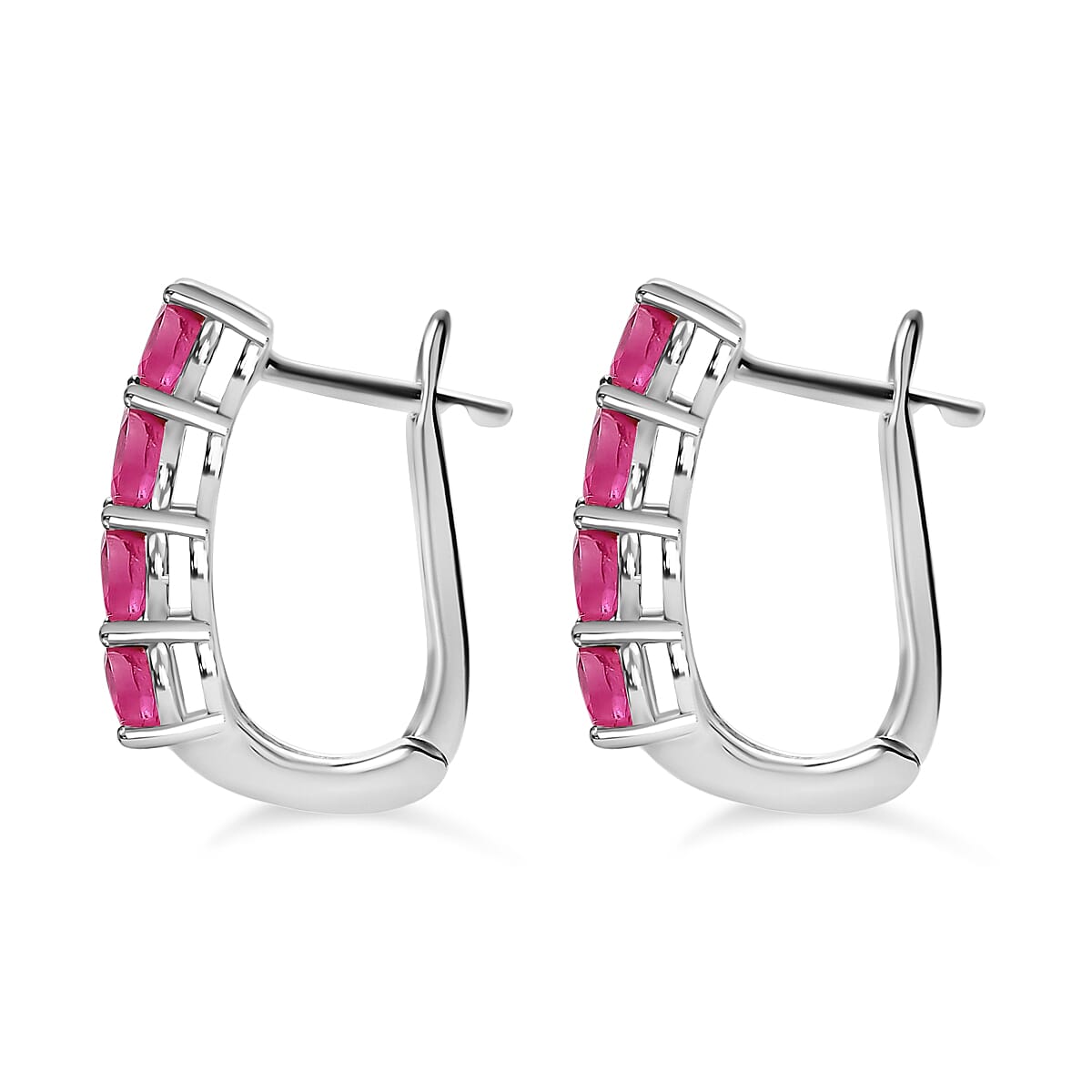 Ruby July Birthstone Hoop Earrings in Sterling Silver with Platinum Plated 8760652 7