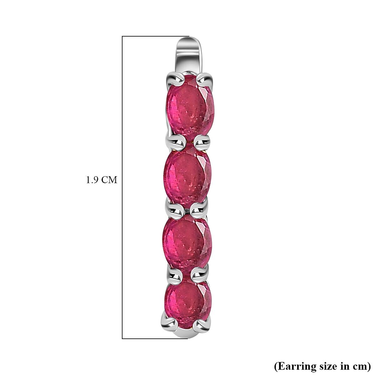 Ruby July Birthstone Hoop Earrings in Sterling Silver with Platinum Plated 8760652 8