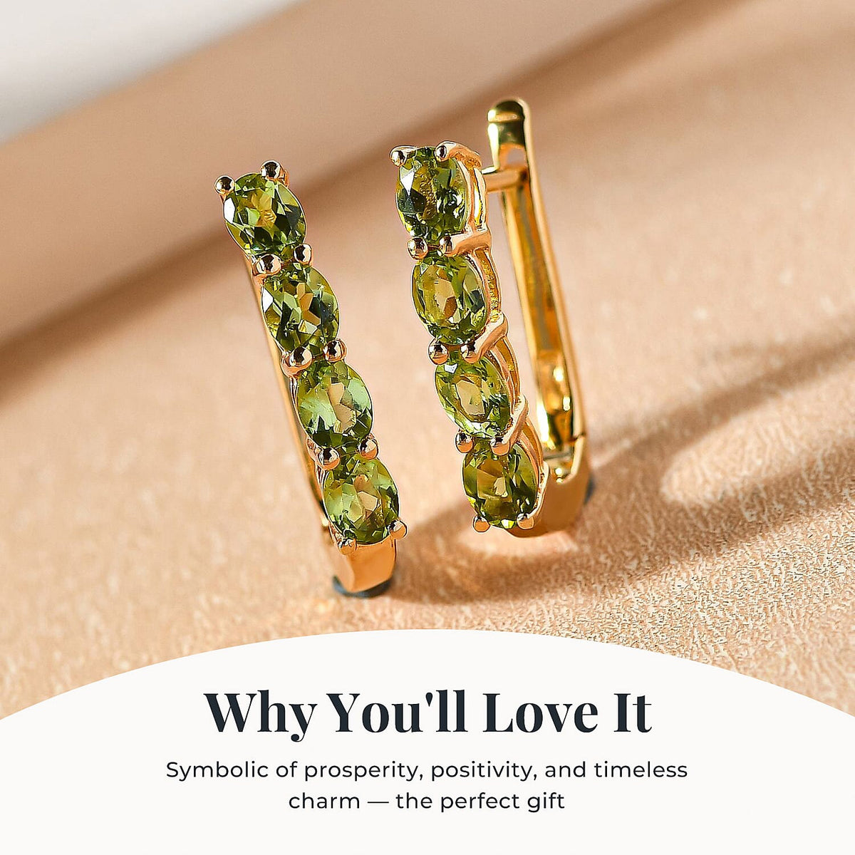 Peridot August Birthstone Hoop Earrings in Sterling Silver with 18K Vermeil Yellow Gold 8763017 4