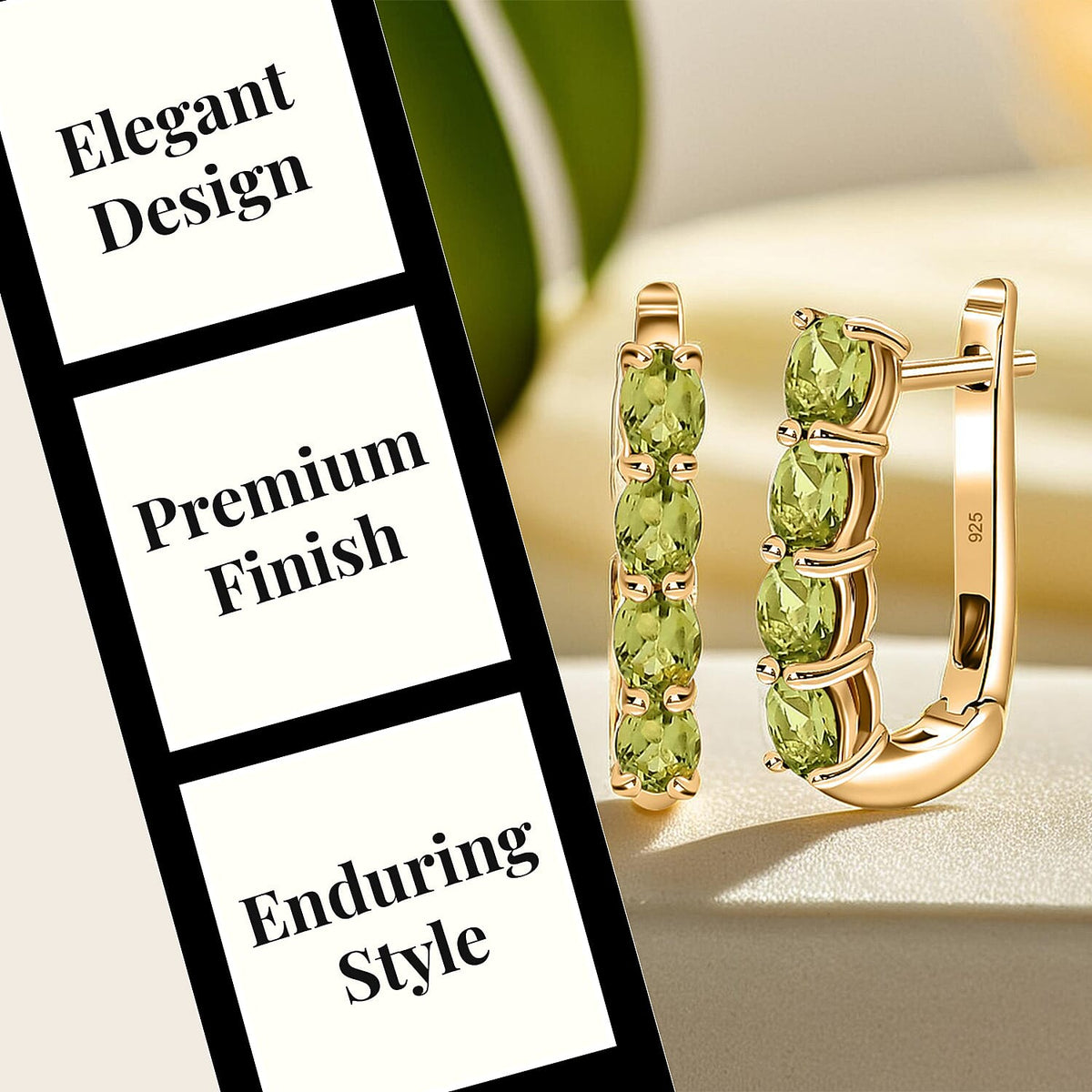 Peridot August Birthstone Hoop Earrings in Sterling Silver with 18K Vermeil Yellow Gold 8763017 5