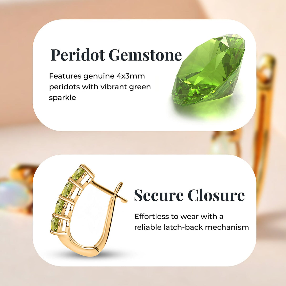 Peridot August Birthstone Hoop Earrings in Sterling Silver with 18K Vermeil Yellow Gold 8763017 6