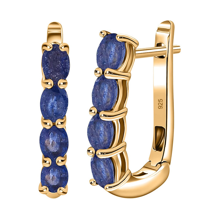 Sapphire September Birthstone Hoop Earrings in Sterling Silver with 18K Vermeil Yellow Gold 8765114 1