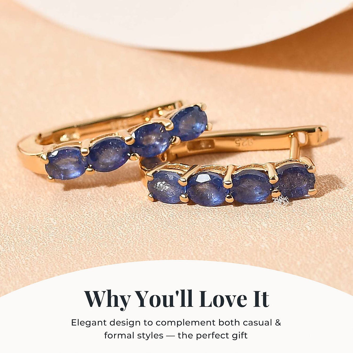 Sapphire September Birthstone Hoop Earrings in Sterling Silver with 18K Vermeil Yellow Gold 8765114 4