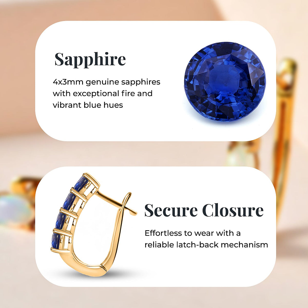 Sapphire September Birthstone Hoop Earrings in Sterling Silver with 18K Vermeil Yellow Gold 8765114 6