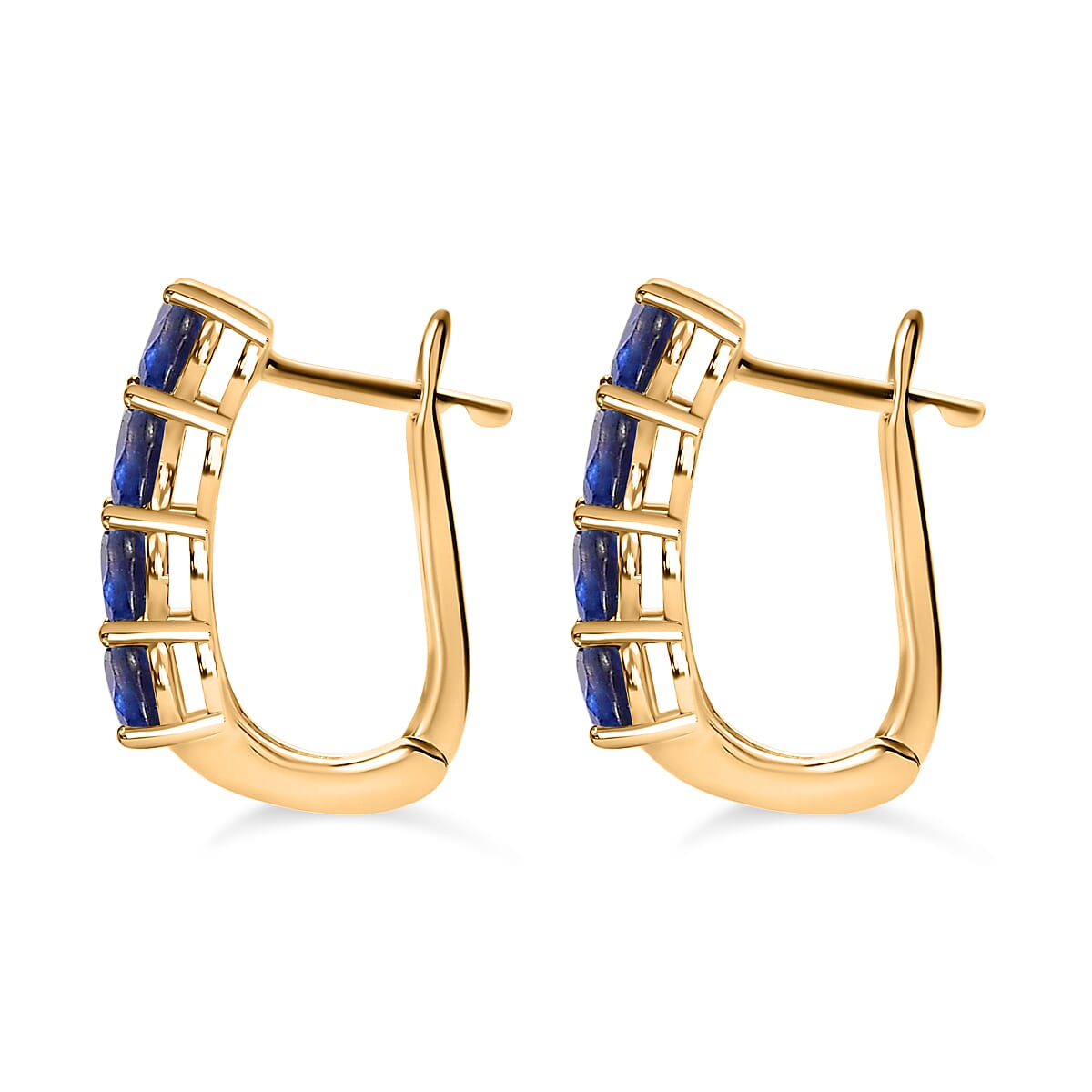 Sapphire September Birthstone Hoop Earrings in Sterling Silver with 18K Vermeil Yellow Gold 8765114 7