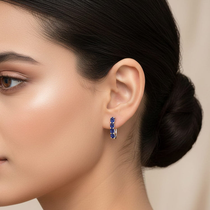 Tanzanite December Birthstone Hoop Earrings in Sterling Silver with 18K Vermeil Yellow Gold 1954688 2
