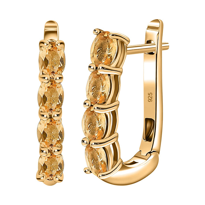 Citrine November Birthstone Hoop Earrings in Sterling Silver with 18K Vermeil Yellow Gold 8767564 1