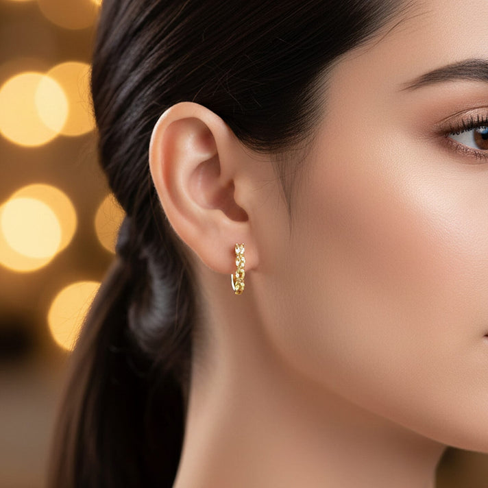 Citrine November Birthstone Hoop Earrings in Sterling Silver with 18K Vermeil Yellow Gold 8767564 2