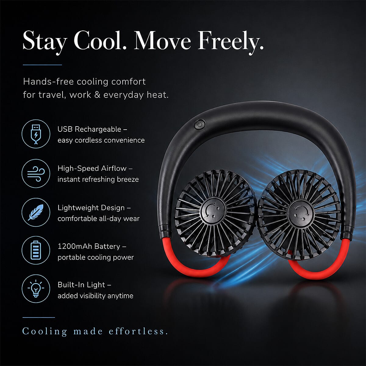 Rechargeable Neck Fan with Light - Black 8835215 3