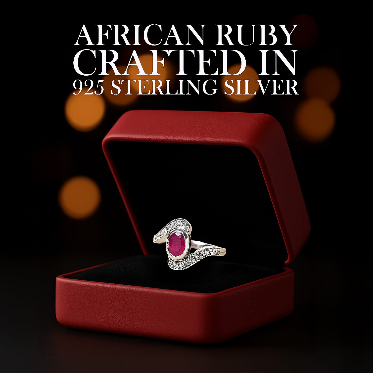 1.48 Ct African Ruby and Cambodian Zircon Bypass Ring in Sterling Silver with Platinum Plated 8851824 2