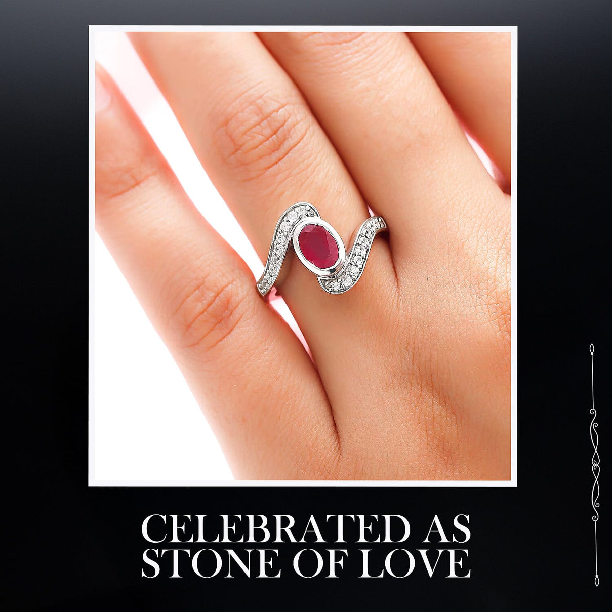 1.48 Ct African Ruby and Cambodian Zircon Bypass Ring in Sterling Silver with Platinum Plated 8851824 5