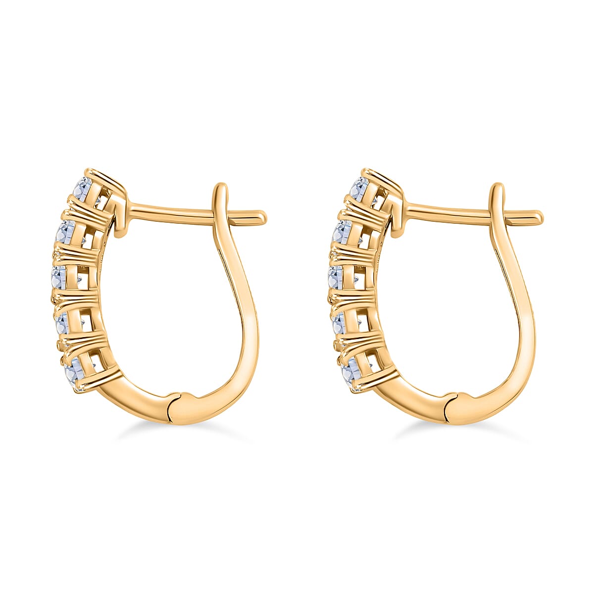 Moissanite April Birthstone Hoop Earrings in Sterling Silver with 18K Vermeil Yellow Gold 8857928 4
