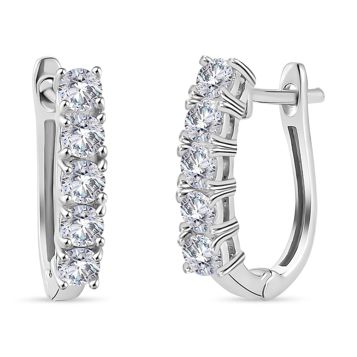 Moissanite April Birthstone Hoop Earrings in Sterling Silver with Platinum Plated 8857929 0