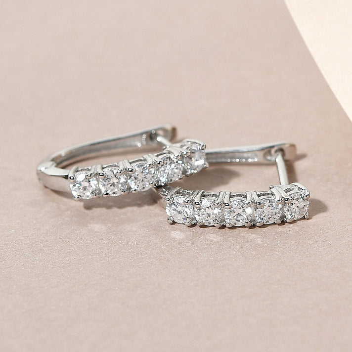 Moissanite April Birthstone Hoop Earrings in Sterling Silver with Platinum Plated 8857929 2