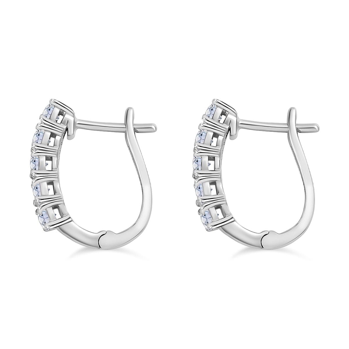 Moissanite April Birthstone Hoop Earrings in Sterling Silver with Platinum Plated 8857929 4