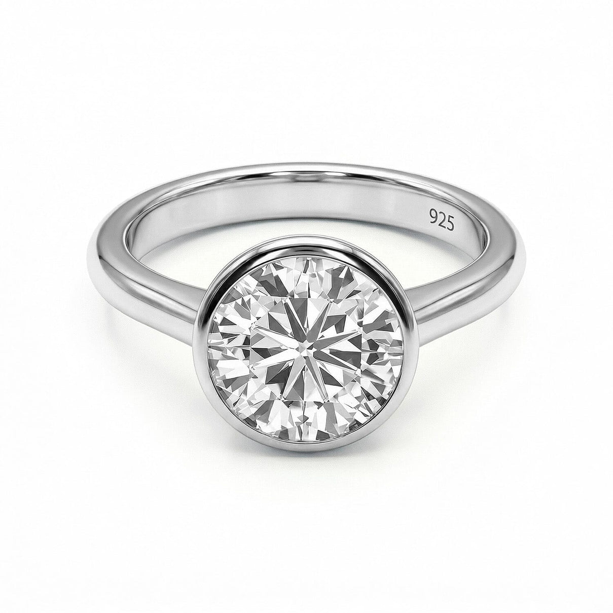 Moissanite Solitaire Ring in Sterling Silver with Platinum Plating 8858896 0