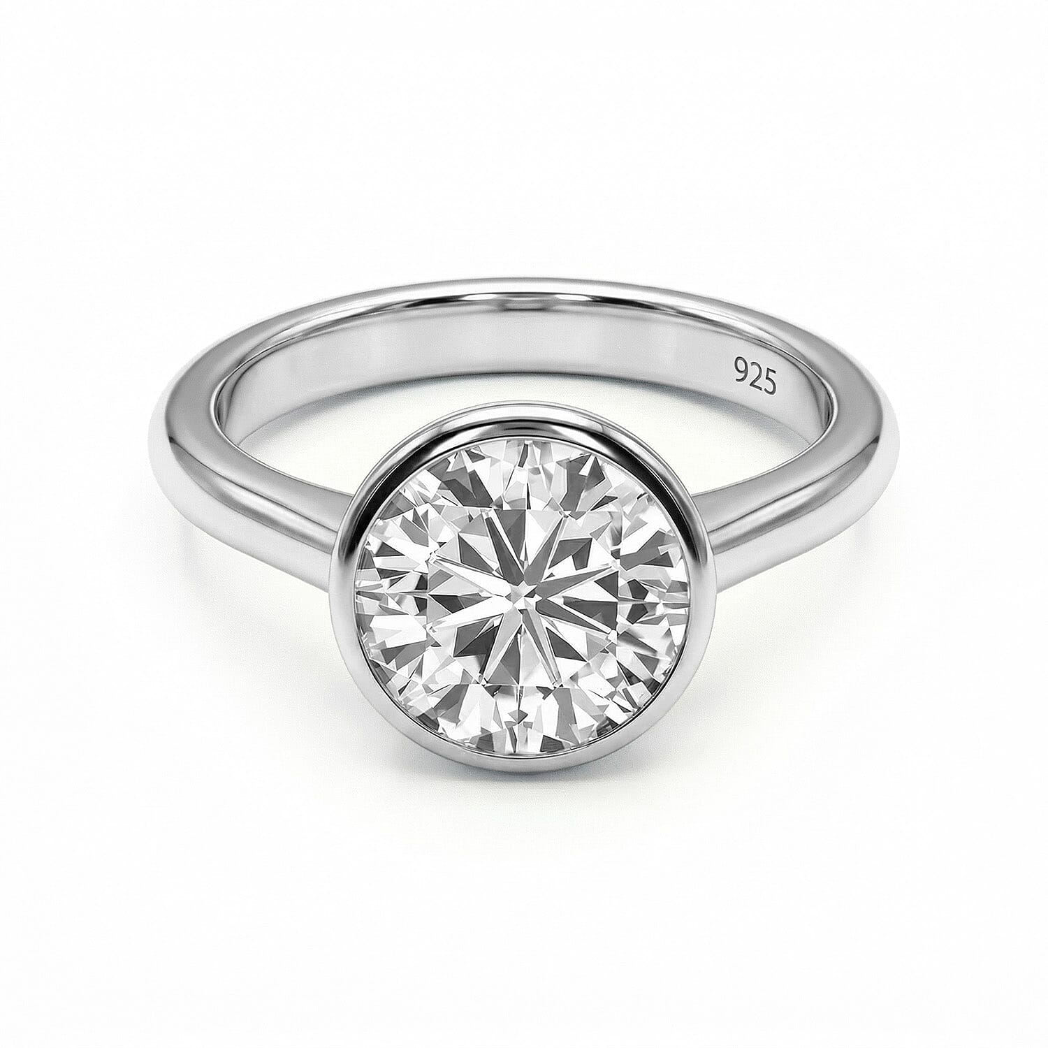 Moissanite Solitaire Ring in Sterling Silver with Platinum Plating 8858896 0