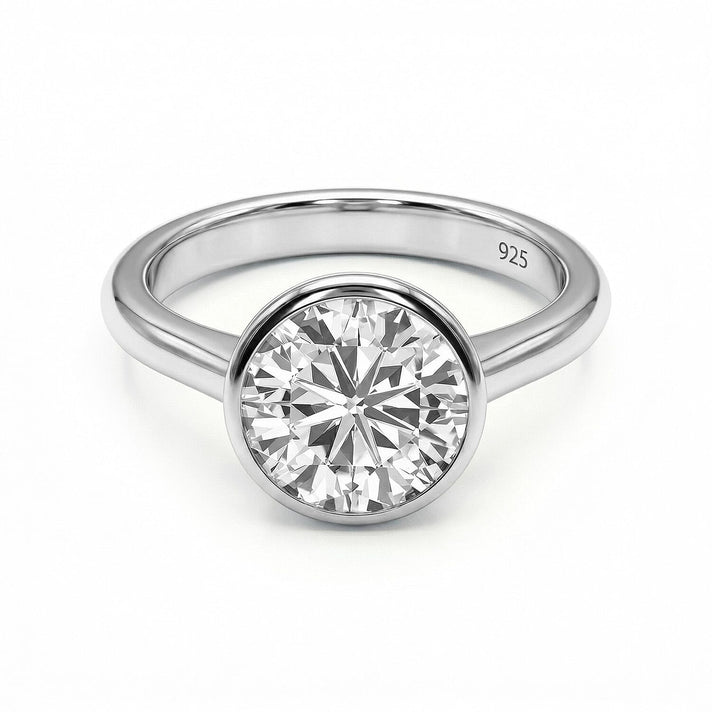 Moissanite Solitaire Ring in Sterling Silver with Platinum Plating 8858896 1