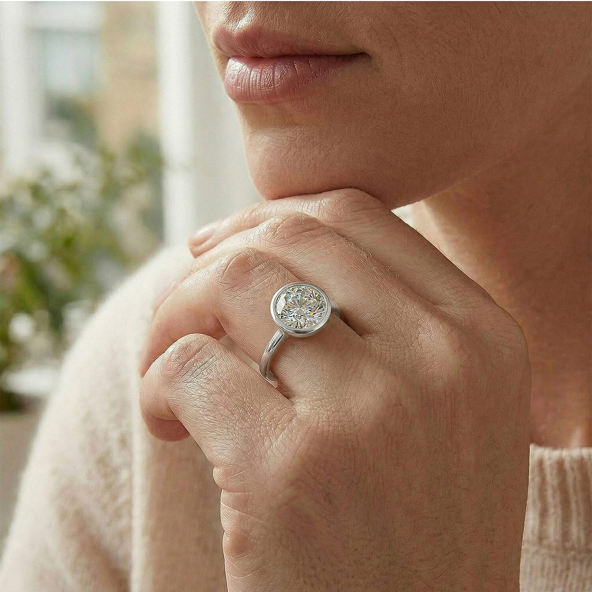 Moissanite Solitaire Ring in Sterling Silver with Platinum Plating 8858896 2