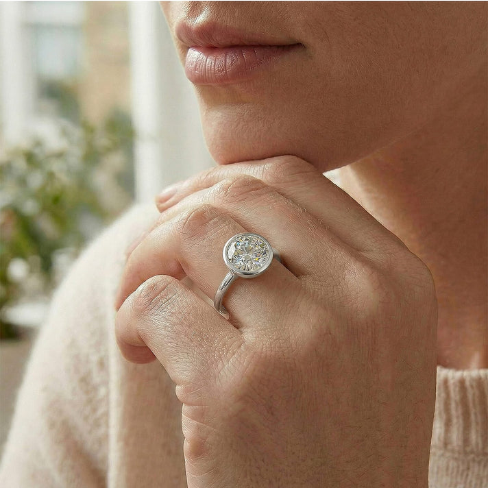 Moissanite Solitaire Ring in Sterling Silver with Platinum Plating 8858896 2