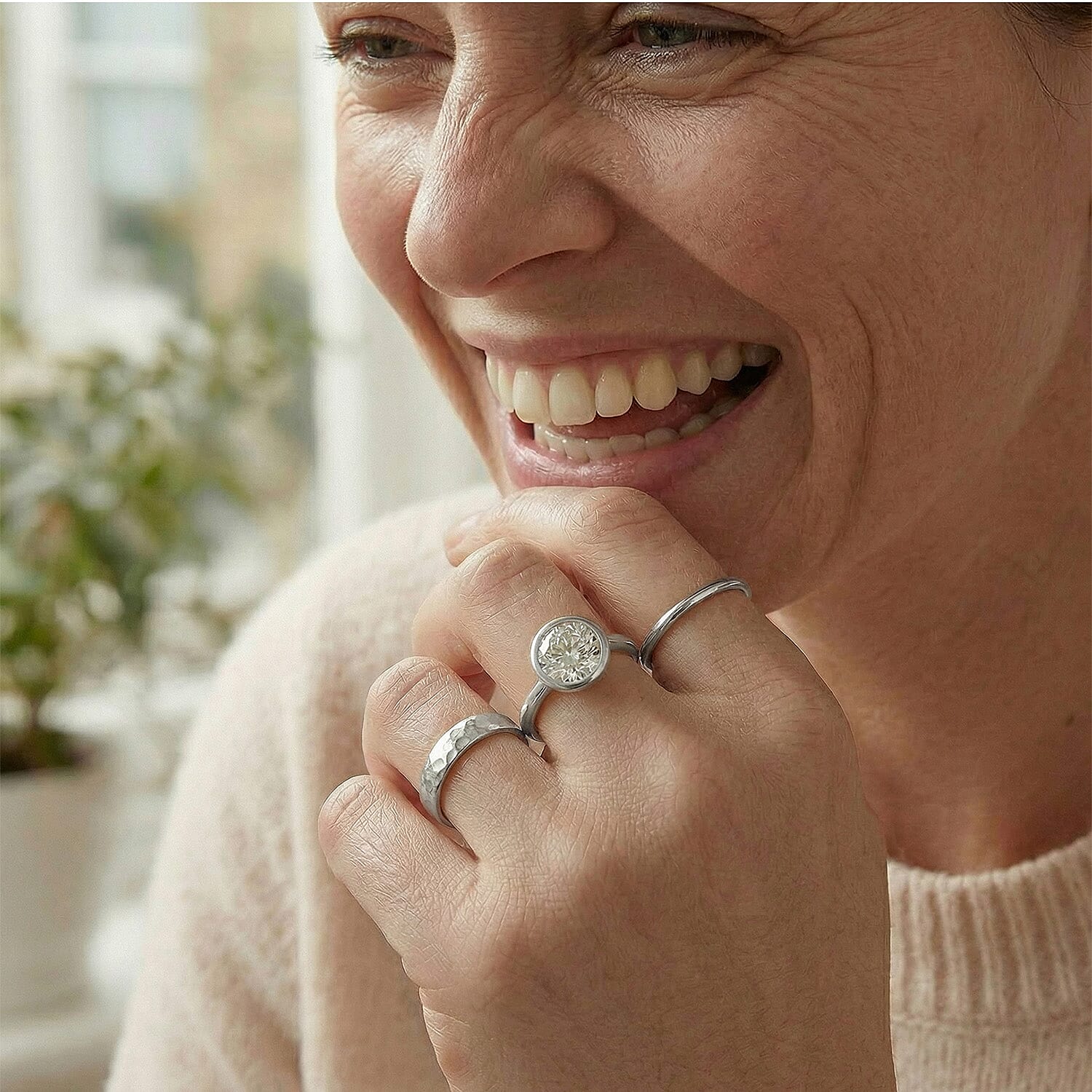 Moissanite Solitaire Ring in Sterling Silver with Platinum Plating 8858896 3