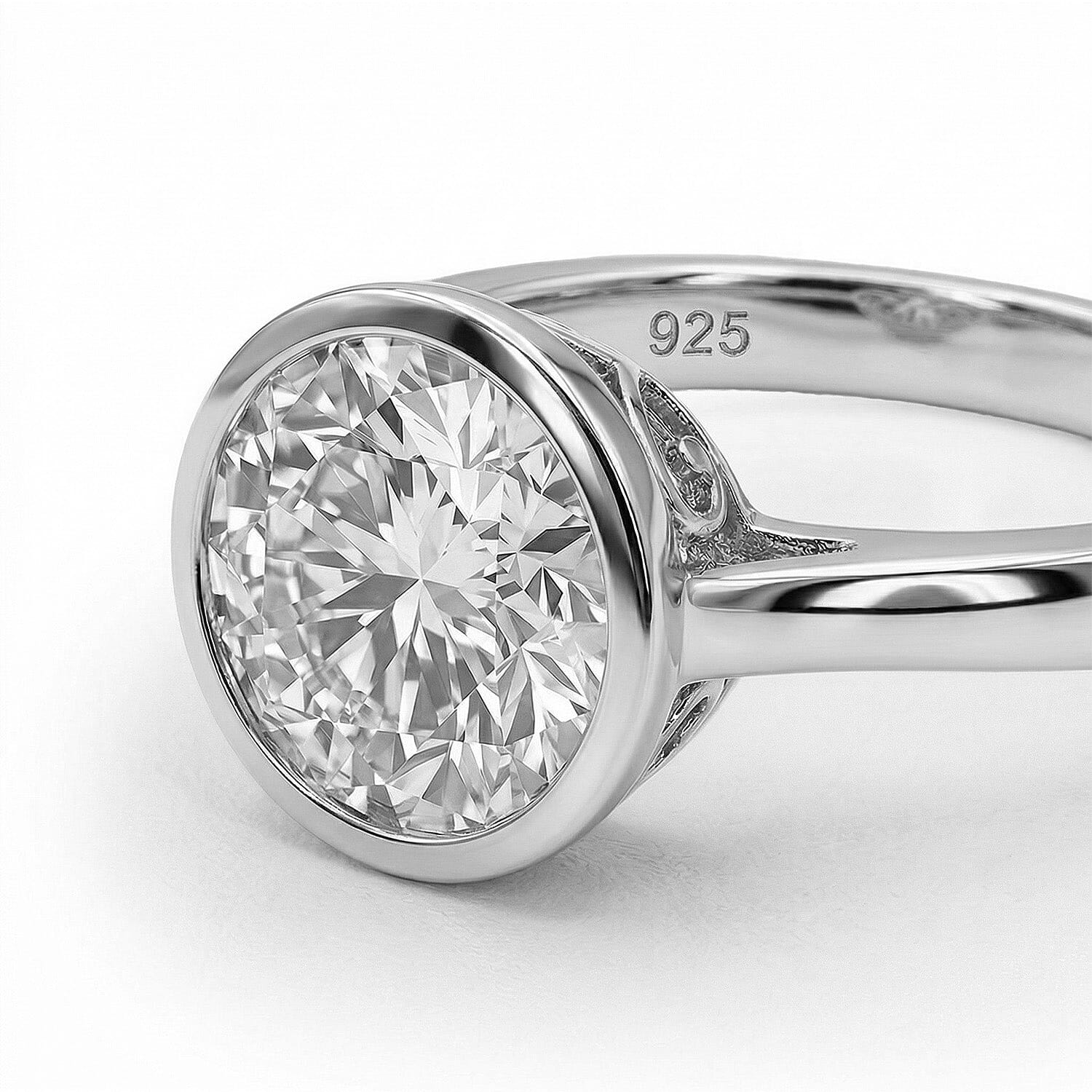 Moissanite Solitaire Ring in Sterling Silver with Platinum Plating 8858896 4
