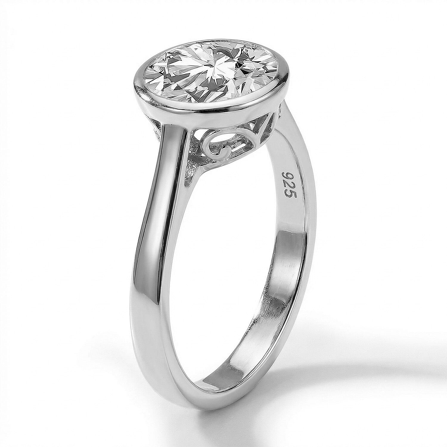 Moissanite Solitaire Ring in Sterling Silver with Platinum Plating 8858896 6