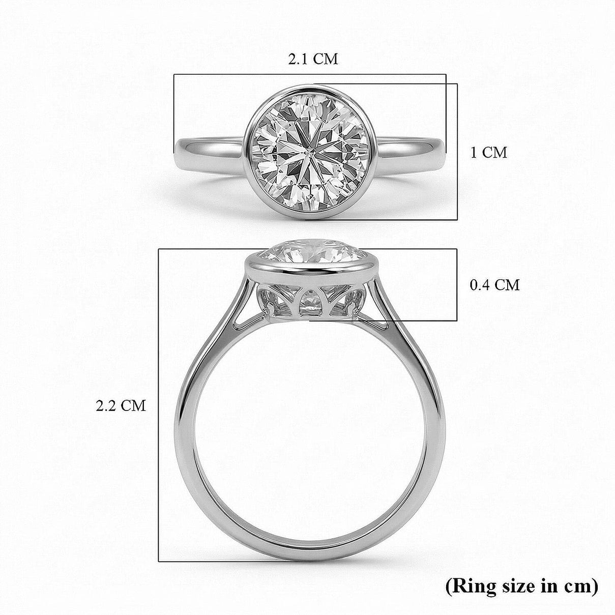 Moissanite Solitaire Ring in Sterling Silver with Platinum Plating 8858896 8