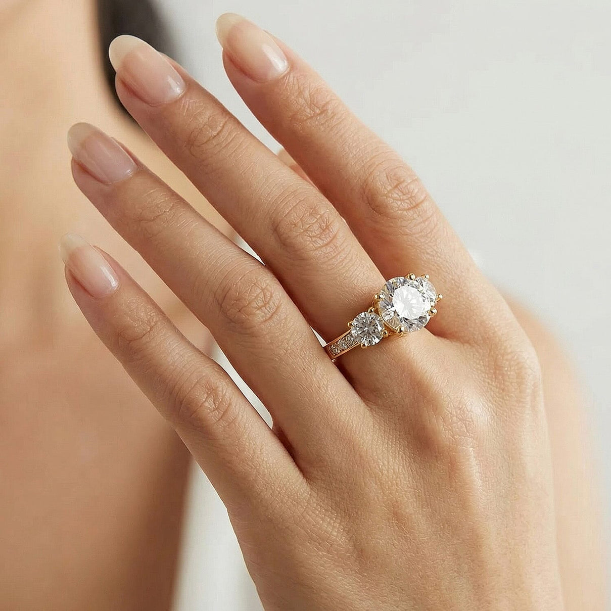 Moissanite Trilogy Ring in 18K Vermeil Yellow Gold Over Sterling Silver 3.39 Ct 8860105 2
