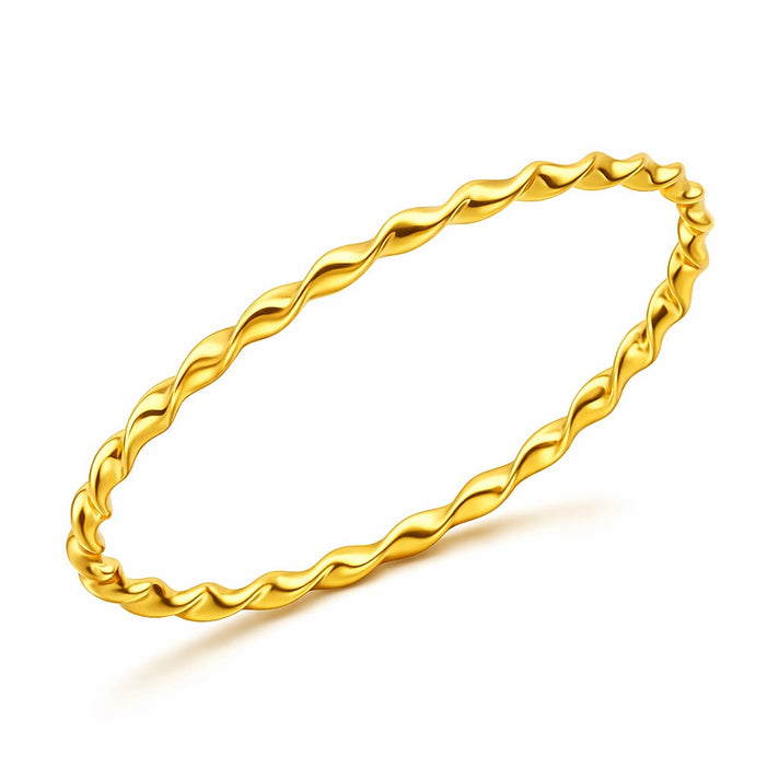 9K Yellow Gold Supreme Finish 8mm Round Twist Bangle 8894700 1