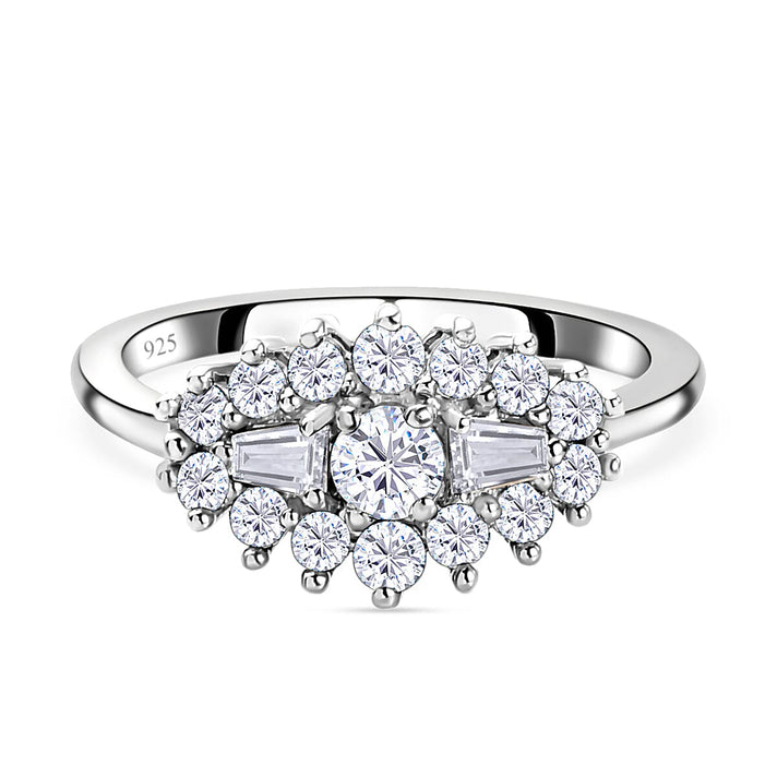 Moissanite Boat Ring in Sterling Silver with Platinum Plating 8899555 1