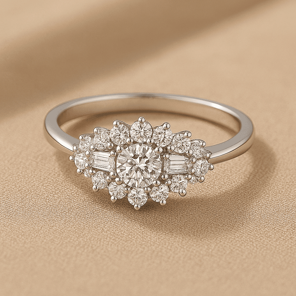 Moissanite Boat Ring in Sterling Silver with Platinum Plating 8899555 2