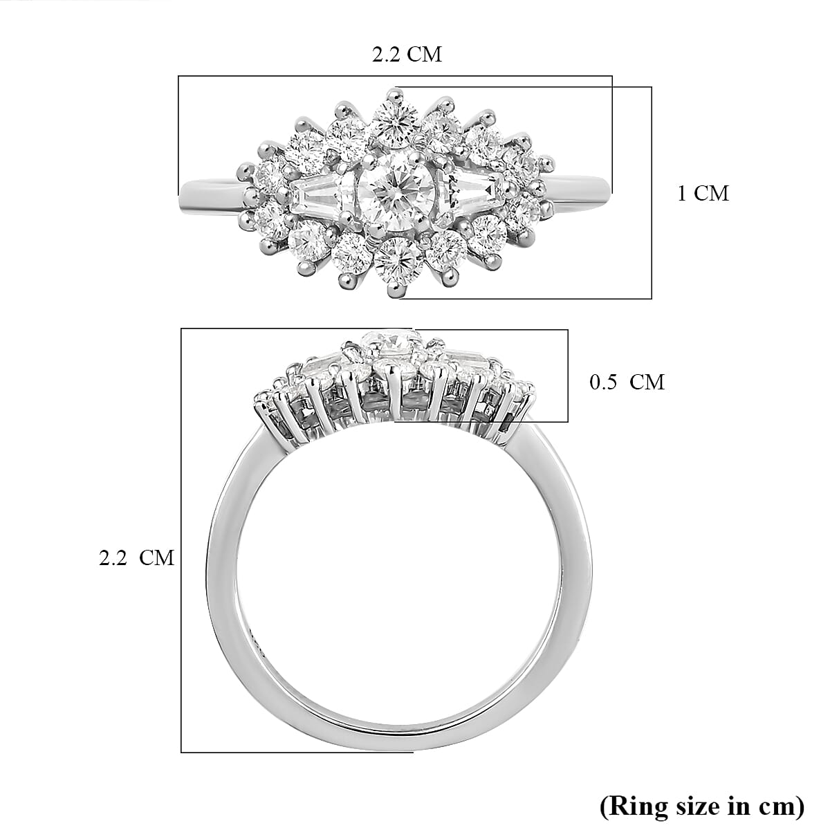 Moissanite Boat Ring in Sterling Silver with Platinum Plating 8899555 7