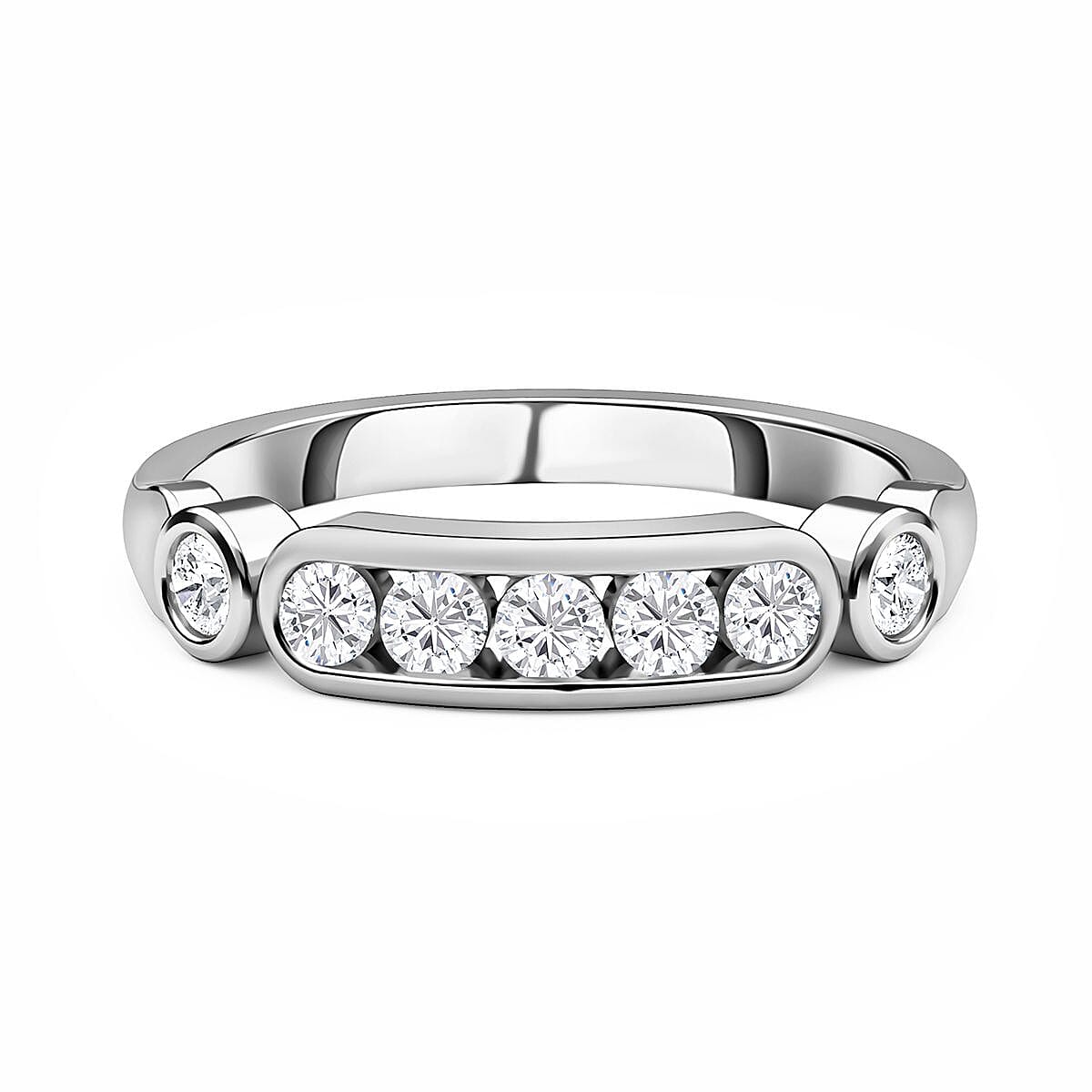 Moissanite 7-Stone Ring in Sterling Silver with Platinum Plating 8924875 0