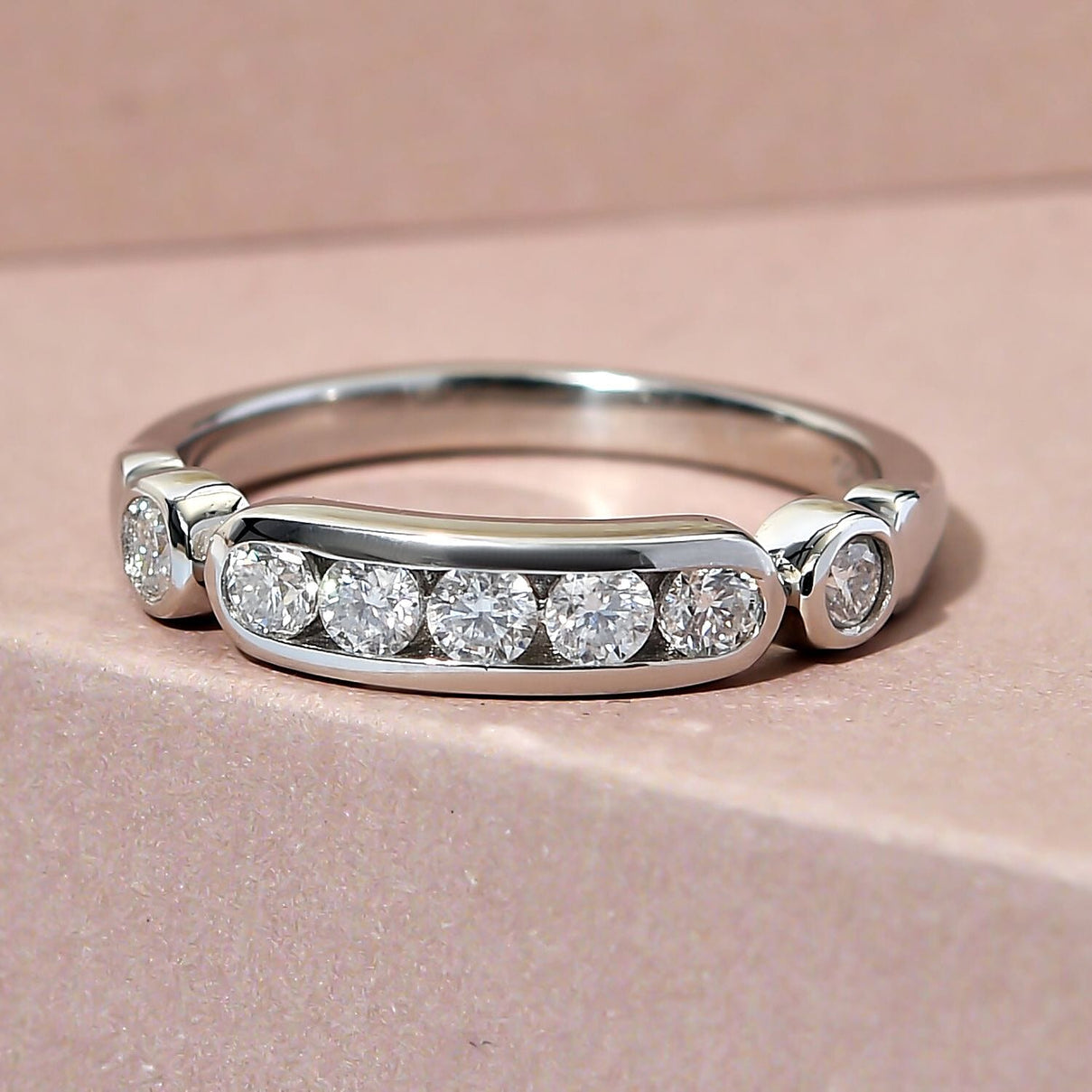 Moissanite 7-Stone Ring in Sterling Silver with Platinum Plating 8924875 2