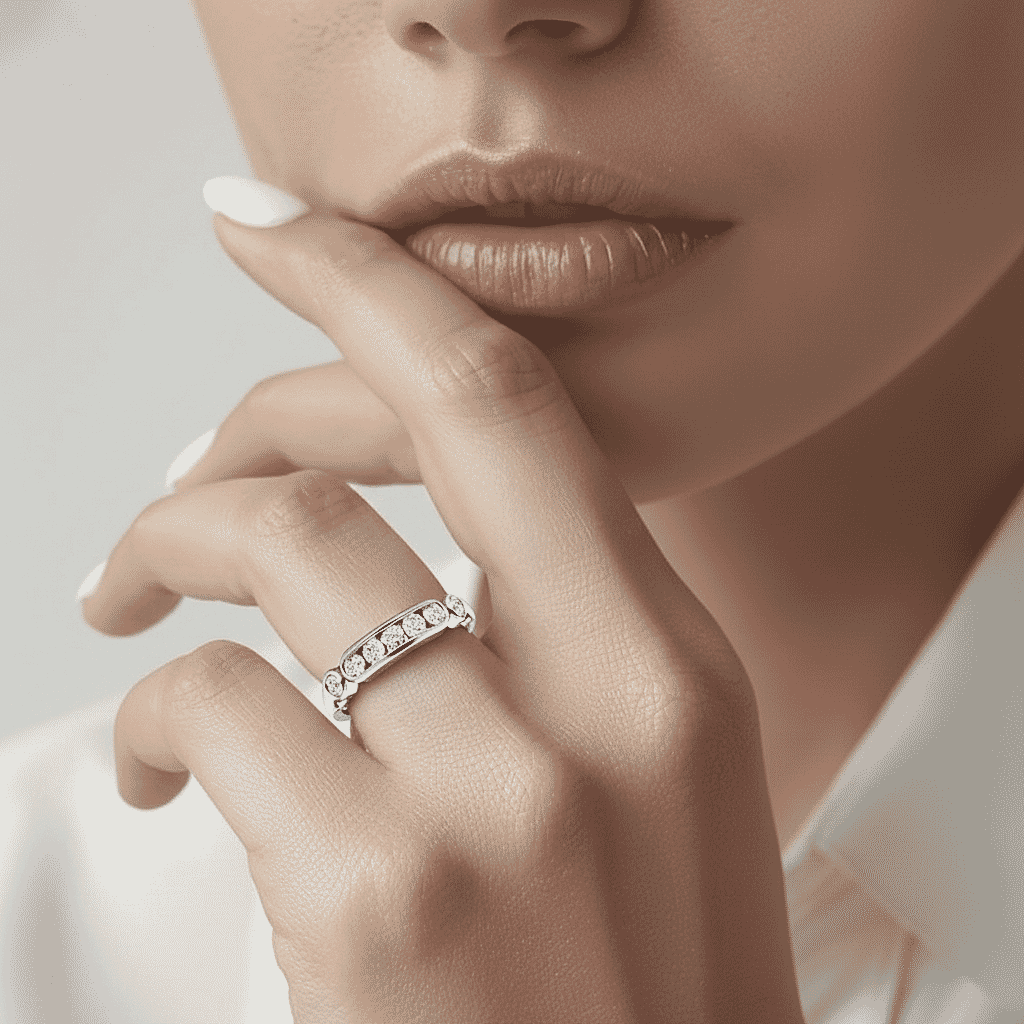 Moissanite 7-Stone Ring in Sterling Silver with Platinum Plating 8924875 4