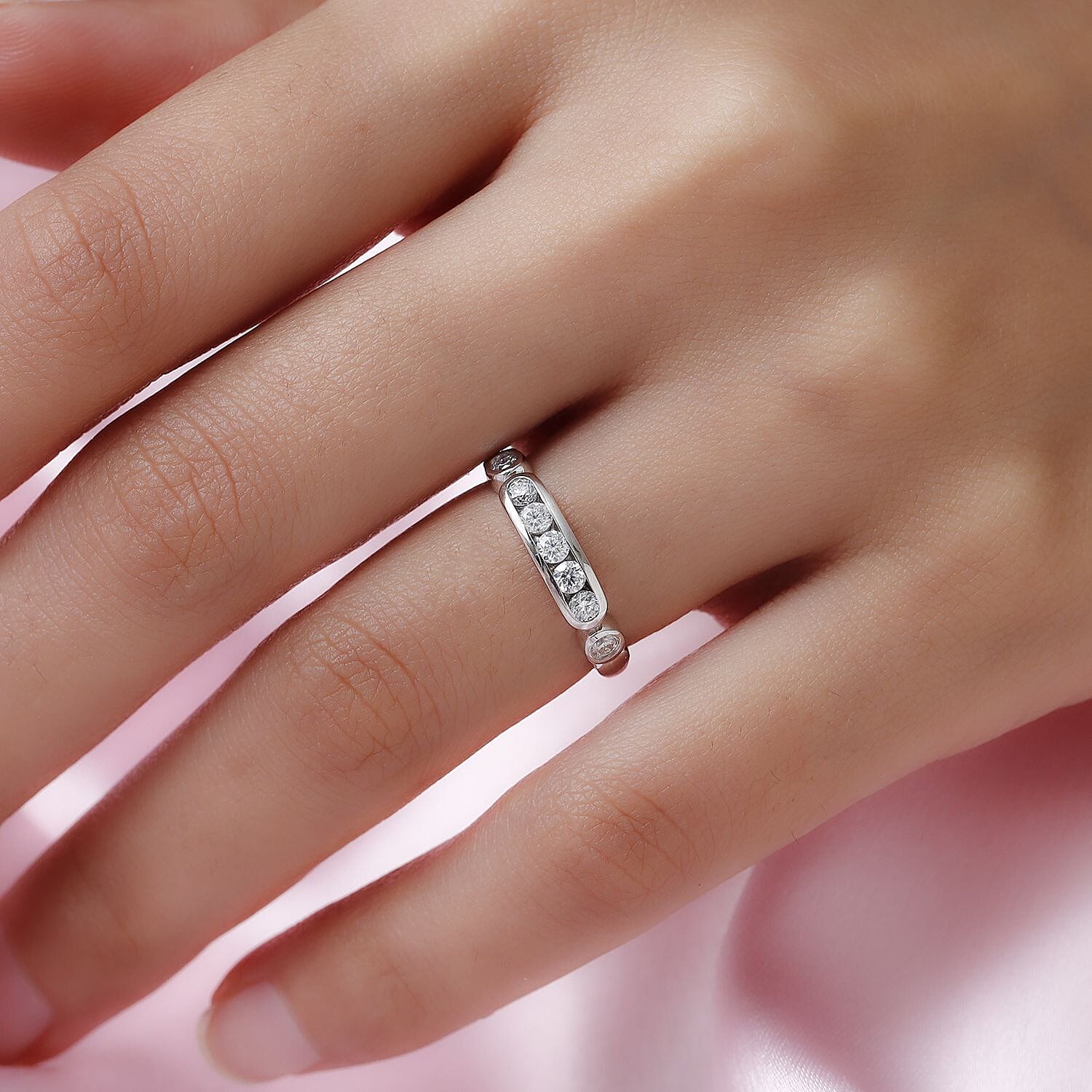 Moissanite 7-Stone Ring in Sterling Silver with Platinum Plating 8924875 6