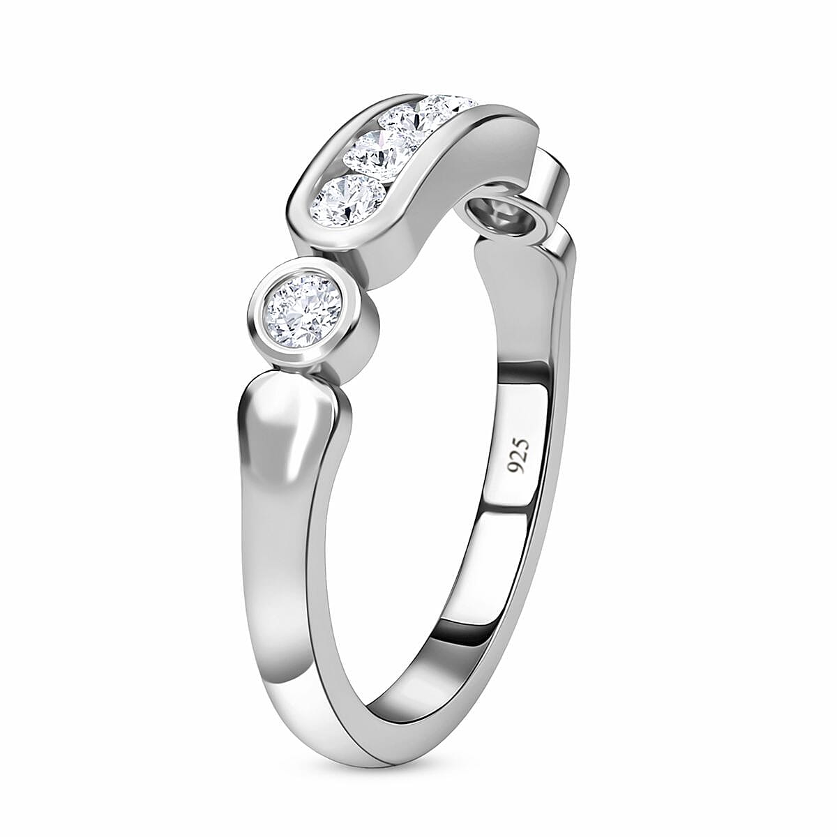Moissanite 7-Stone Ring in Sterling Silver with Platinum Plating 8924875 7
